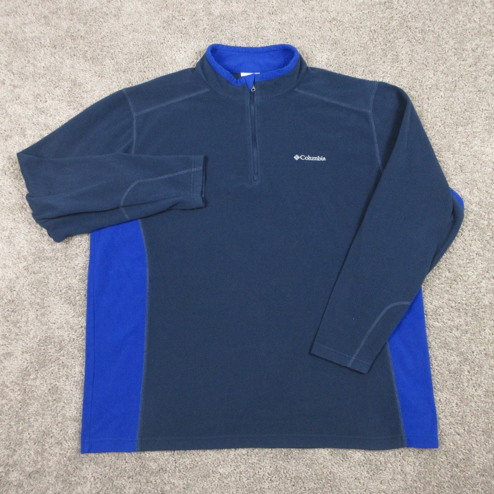 Columbia Jacket Mens 2XL Navy Blue Fleece 1/4 Zip Pullover Sweater Outdoor Ski